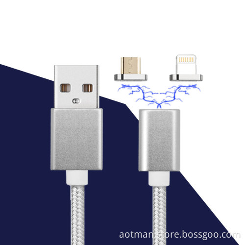 3 in 1 android magnet cable nylon magnetic cable micro usb for mobile phone